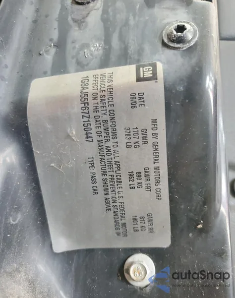 2007 Saturn Ion Level 2 z USA, uszkodzony, nr VIN 1G8AJ55F67Z150447